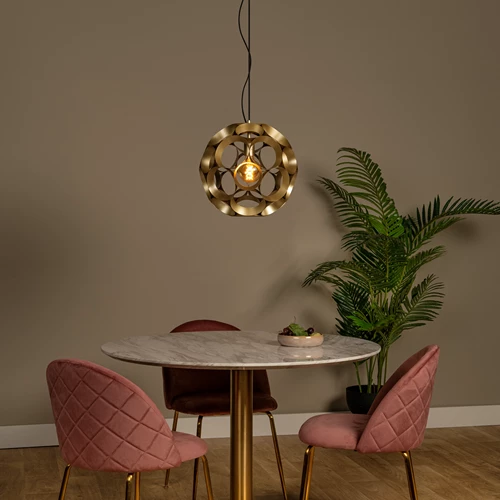 Lucide HANNELORE - Hanglamp - Ø 40 cm - 1xE27 - Mat Goud / Messing - sfeer 1